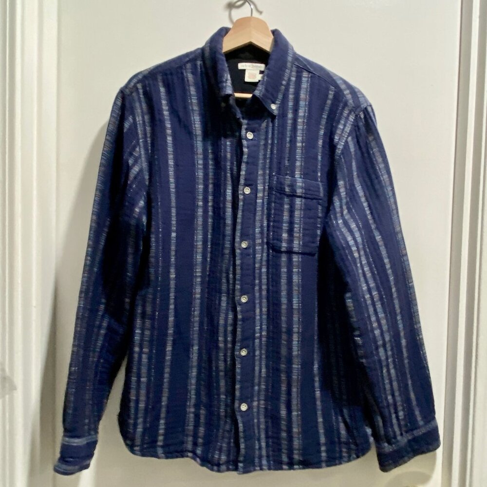 Carbon2Cobalt Gauze 2 Layered Basic Casual Preppy Academia Pocket L/S Shirt M